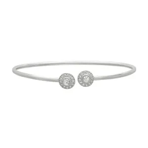 0.40 Carat Natural Diamond Bangle Bracelet G SI 14K White Gold 7''