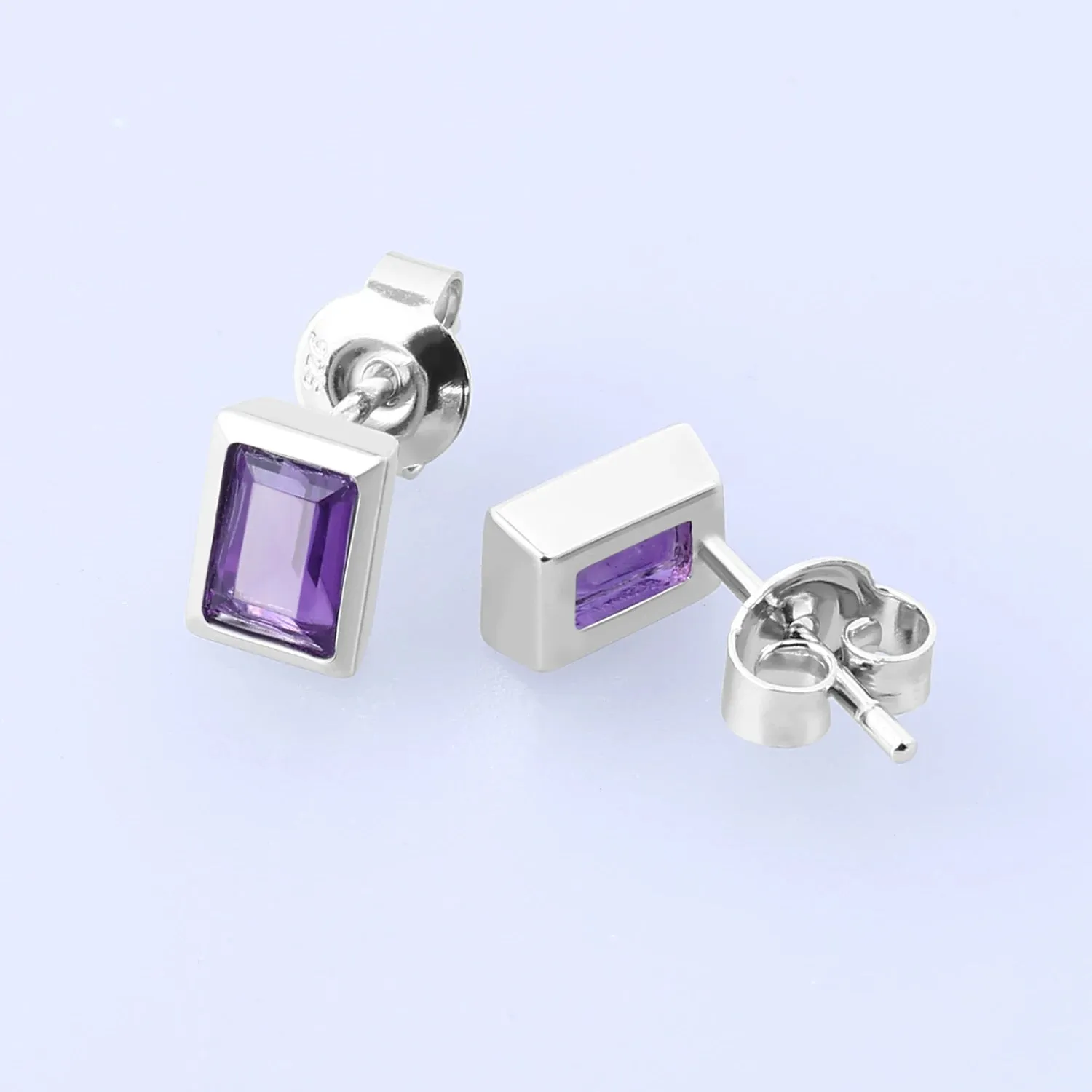 0.53Ct 4x6mm Natural Moss Agate Stud Earrings in 925 Sterling Silver