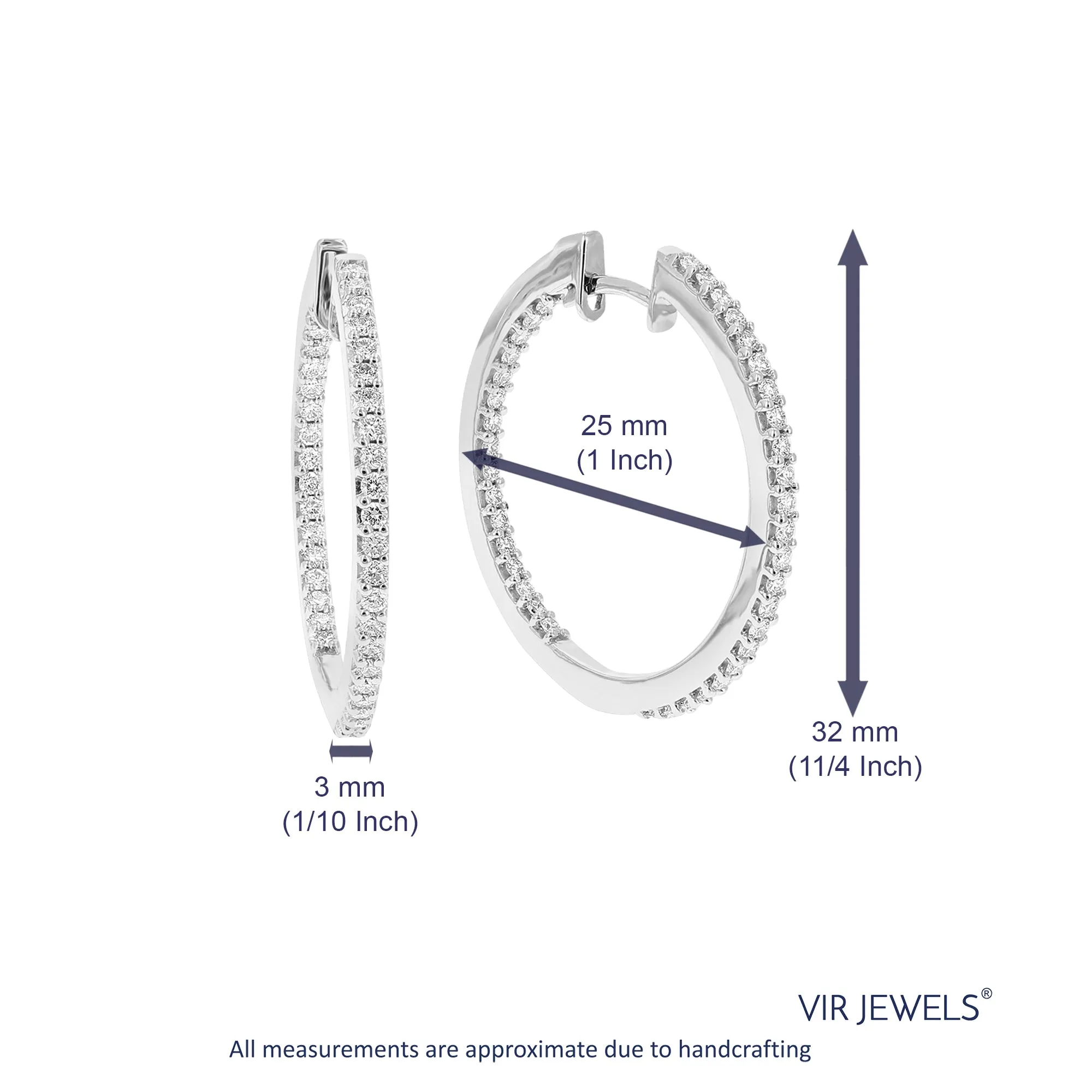 1 cttw Inside Out Lab Grown Diamond Hoop Earring Sterling Silver