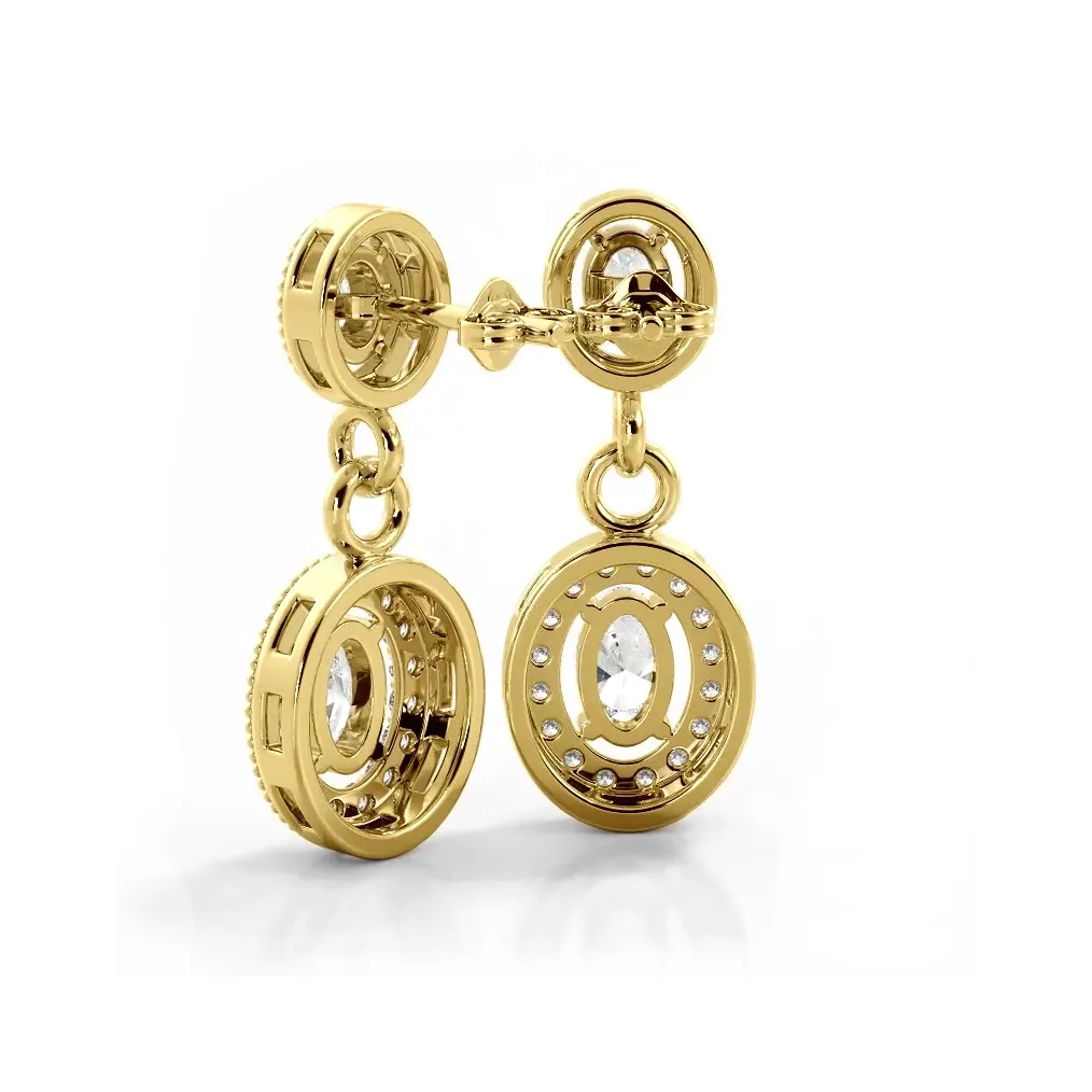 1.0 ctw. Vintage Inspired Oval and Round Diamond Drop Earrings