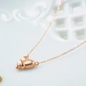 【10K Pink Gold】Melty Heart Necklace【Japan Jewelry】