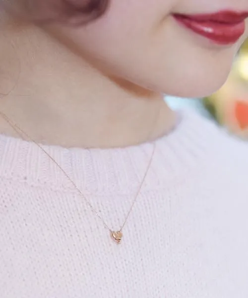 【10K Pink Gold】Melty Heart Necklace【Japan Jewelry】