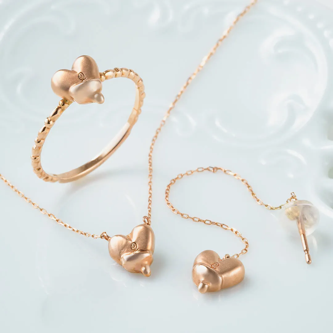 【10K Pink Gold】Melty Heart Necklace【Japan Jewelry】