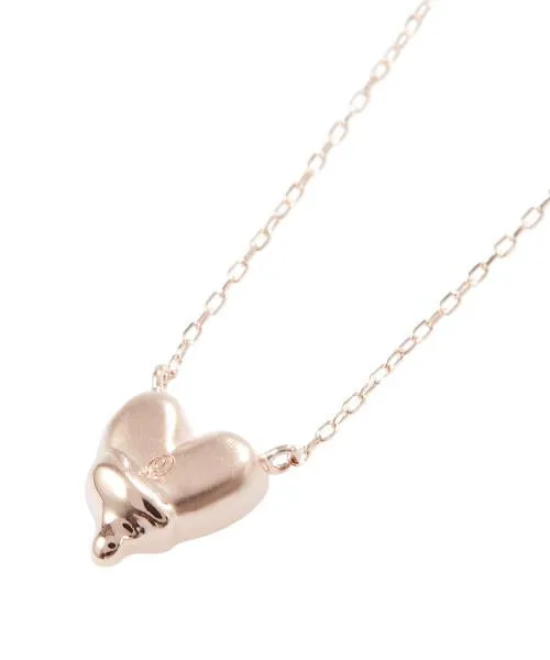 【10K Pink Gold】Melty Heart Necklace【Japan Jewelry】