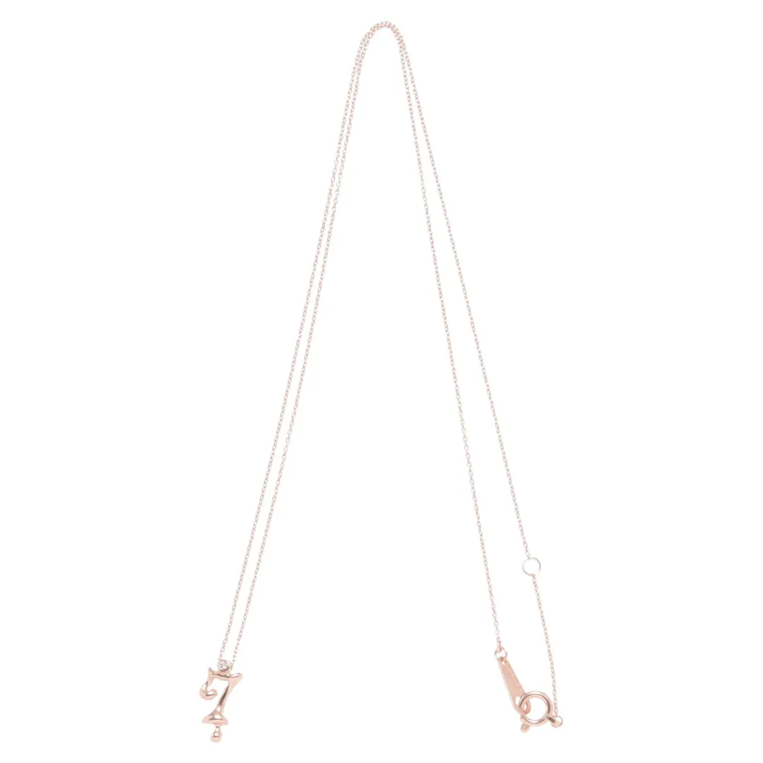 【10K Pink Gold】Melty Number 7 Necklace【Japan Jewelry】