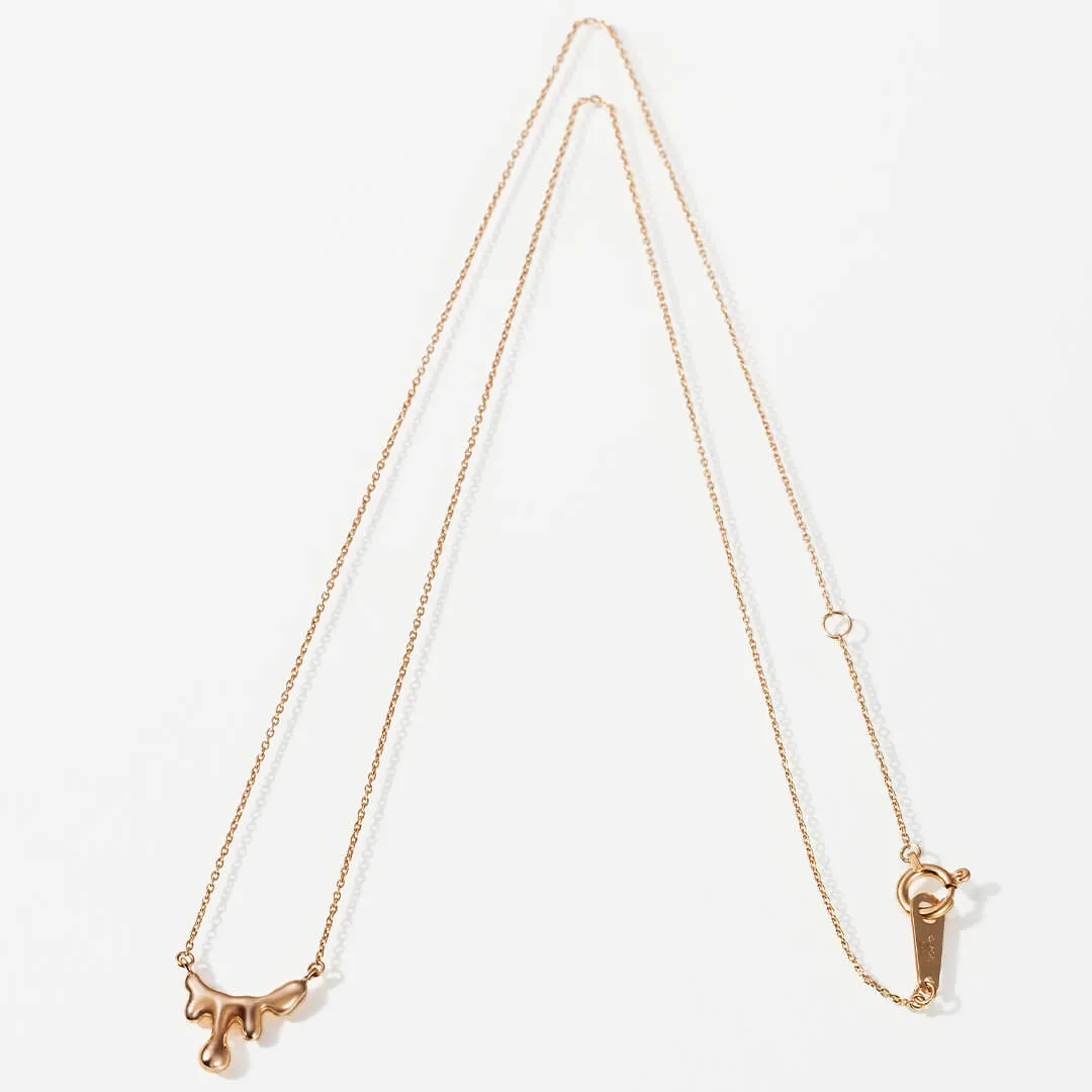 【10K Pink Gold】Petit Melt Necklace【Japan Jewelry】