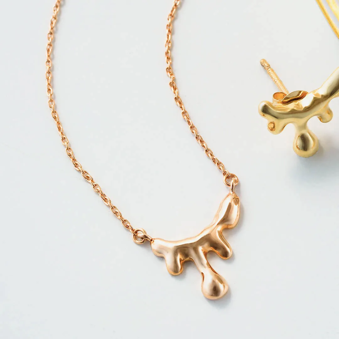 【10K Pink Gold】Petit Melt Necklace【Japan Jewelry】