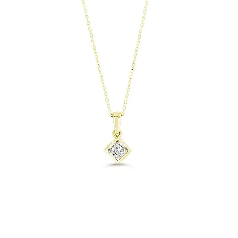 10K Yellow Gold (0.09ct) Diamond Solitaire Necklace