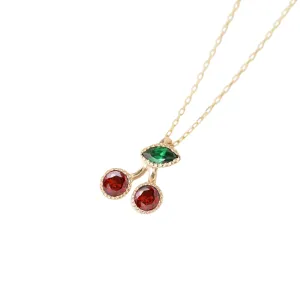 【10K Yellow Gold】Cherry Necklace【Japan Jewelry】