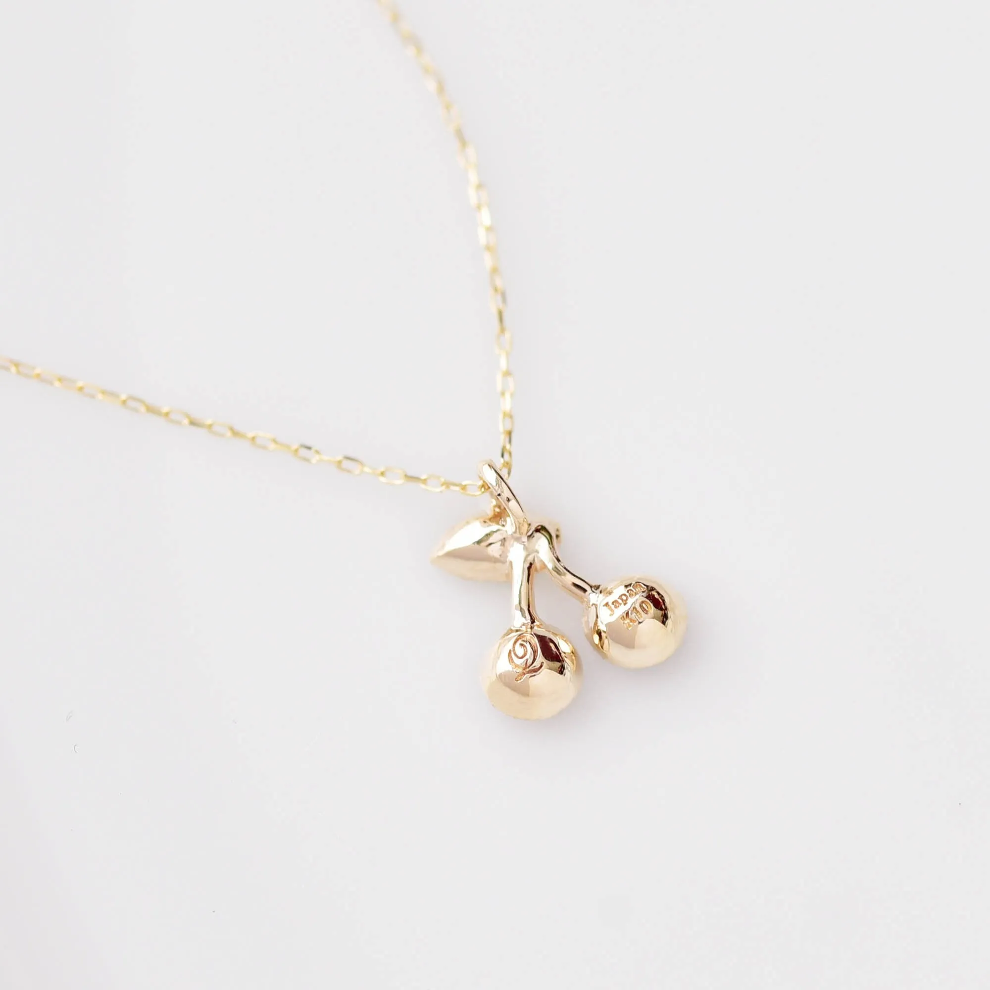 【10K Yellow Gold】Cherry Necklace【Japan Jewelry】