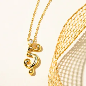 【10K Yellow Gold】Melty Number 5 Necklace【Japan Jewelry】