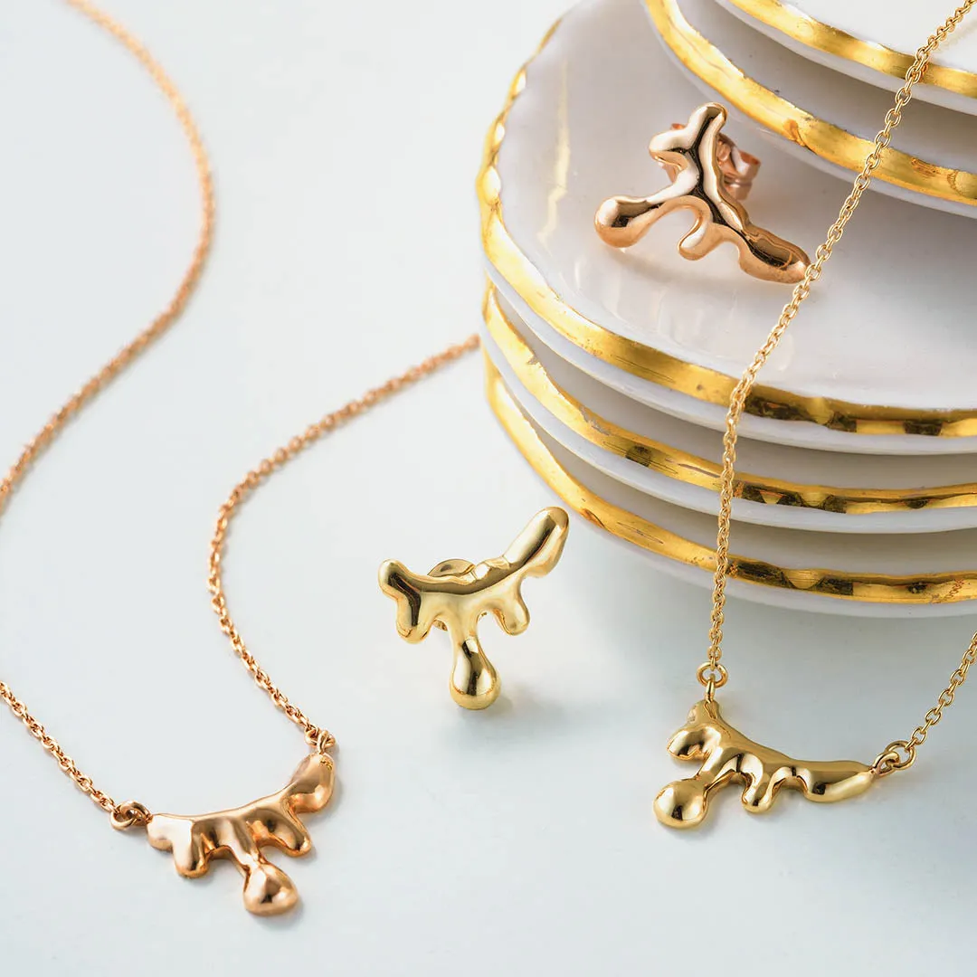 【10K Yellow Gold】Petit Melt Necklace【Japan Jewelry】