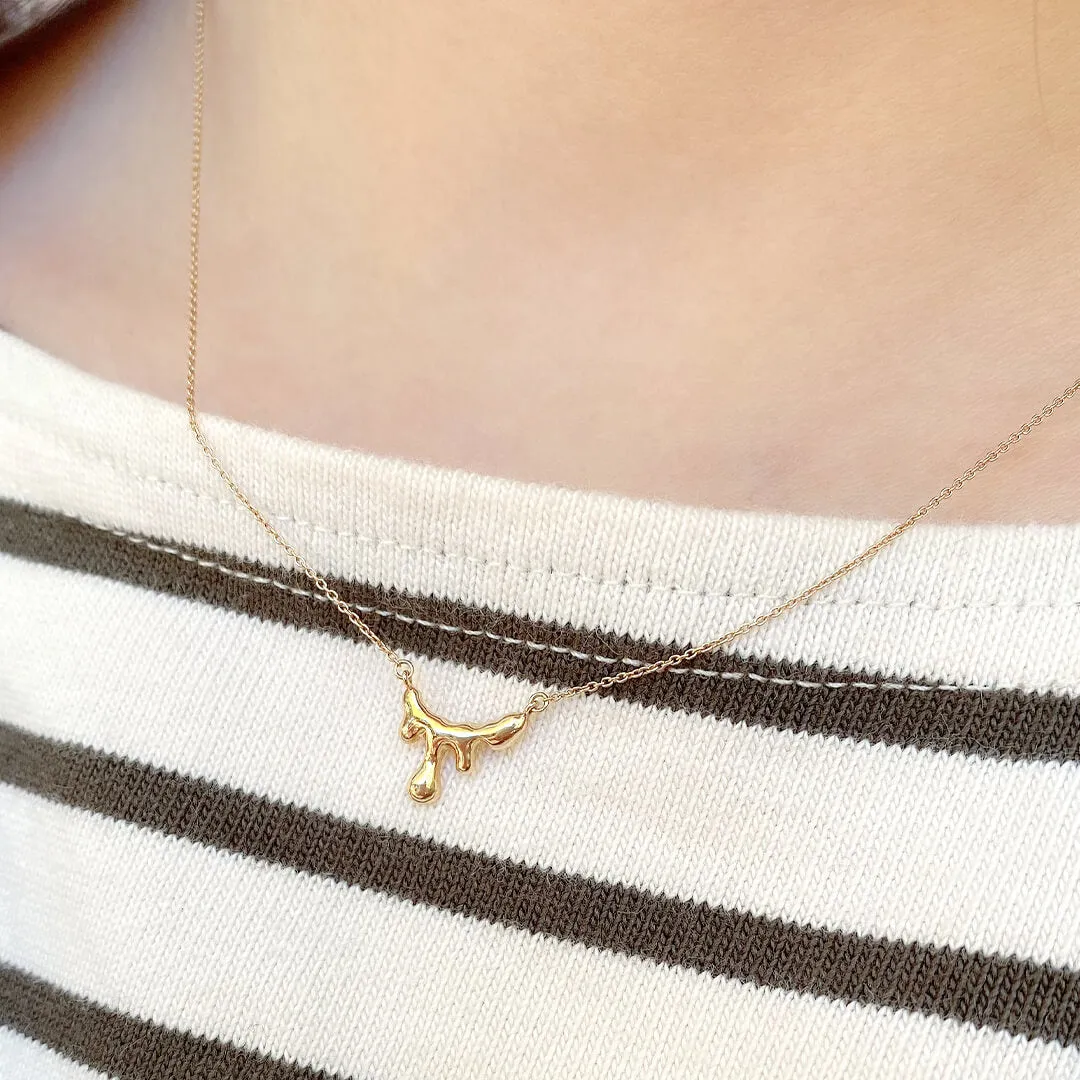 【10K Yellow Gold】Petit Melt Necklace【Japan Jewelry】
