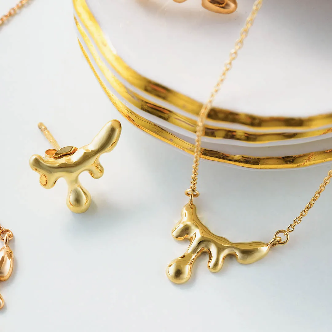 【10K Yellow Gold】Petit Melt Necklace【Japan Jewelry】