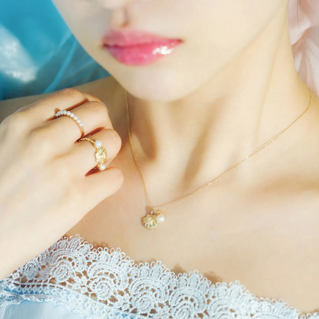 【10K Yellow Gold】Seashell Necklace【Japan Jewelry】