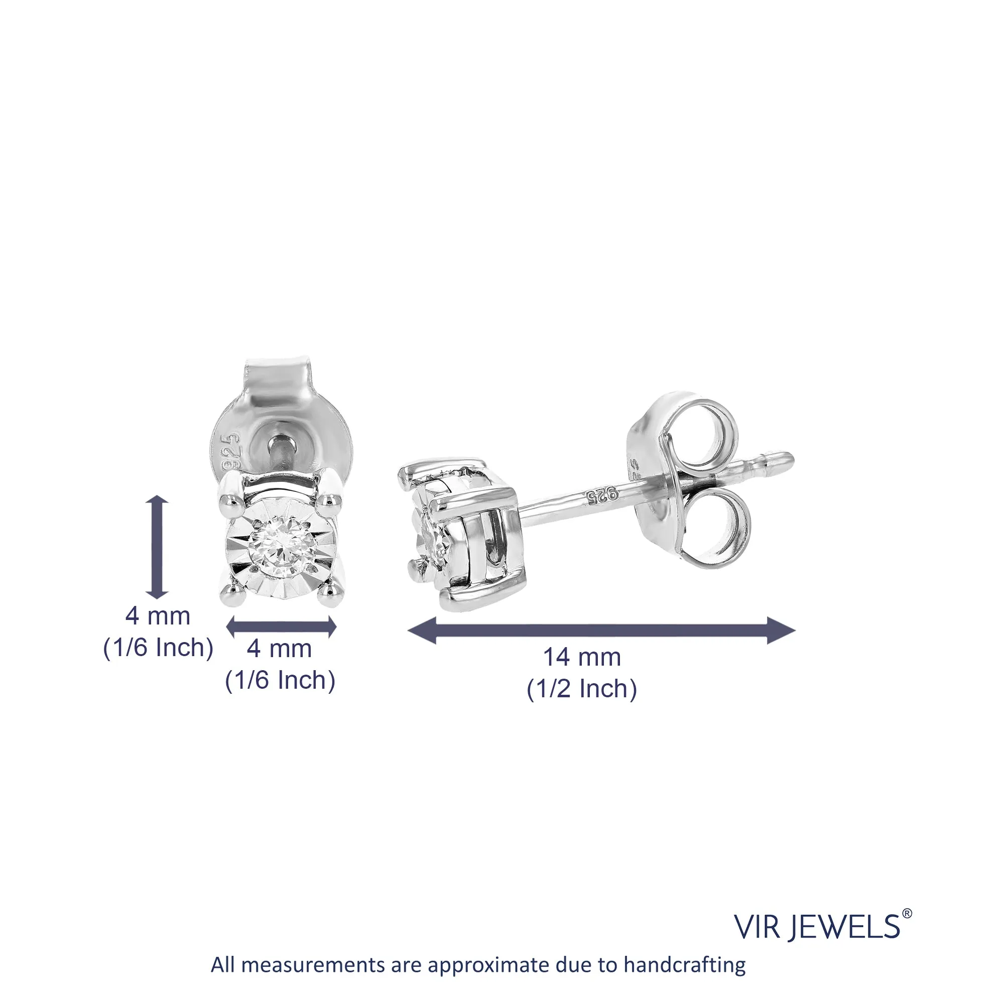 1/10 cttw Classic Diamond Stud Earrings in Silver