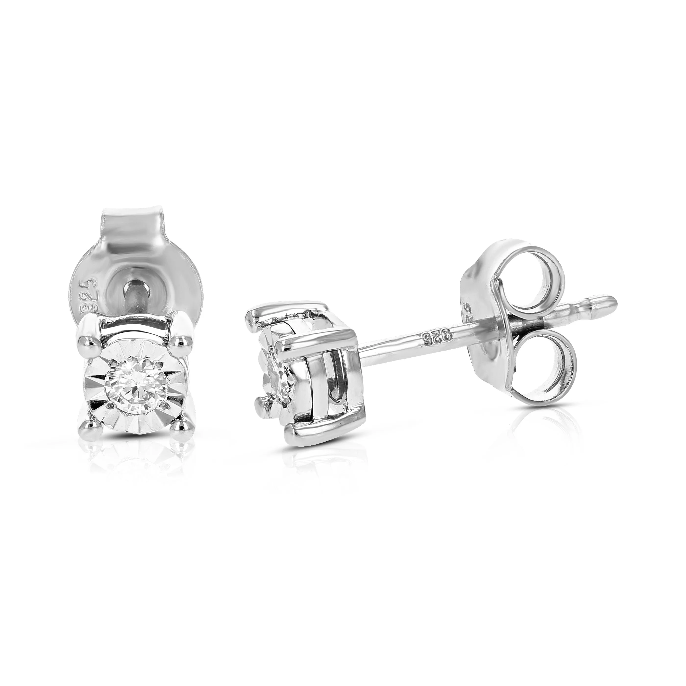 1/10 cttw Classic Diamond Stud Earrings in Silver