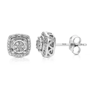 1/10 cttw Cushion Composite Diamond Stud Earrings in Silver