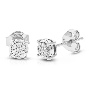 1/10 cttw Diamond Composite Stud Earrings in .925 Sterling Silver