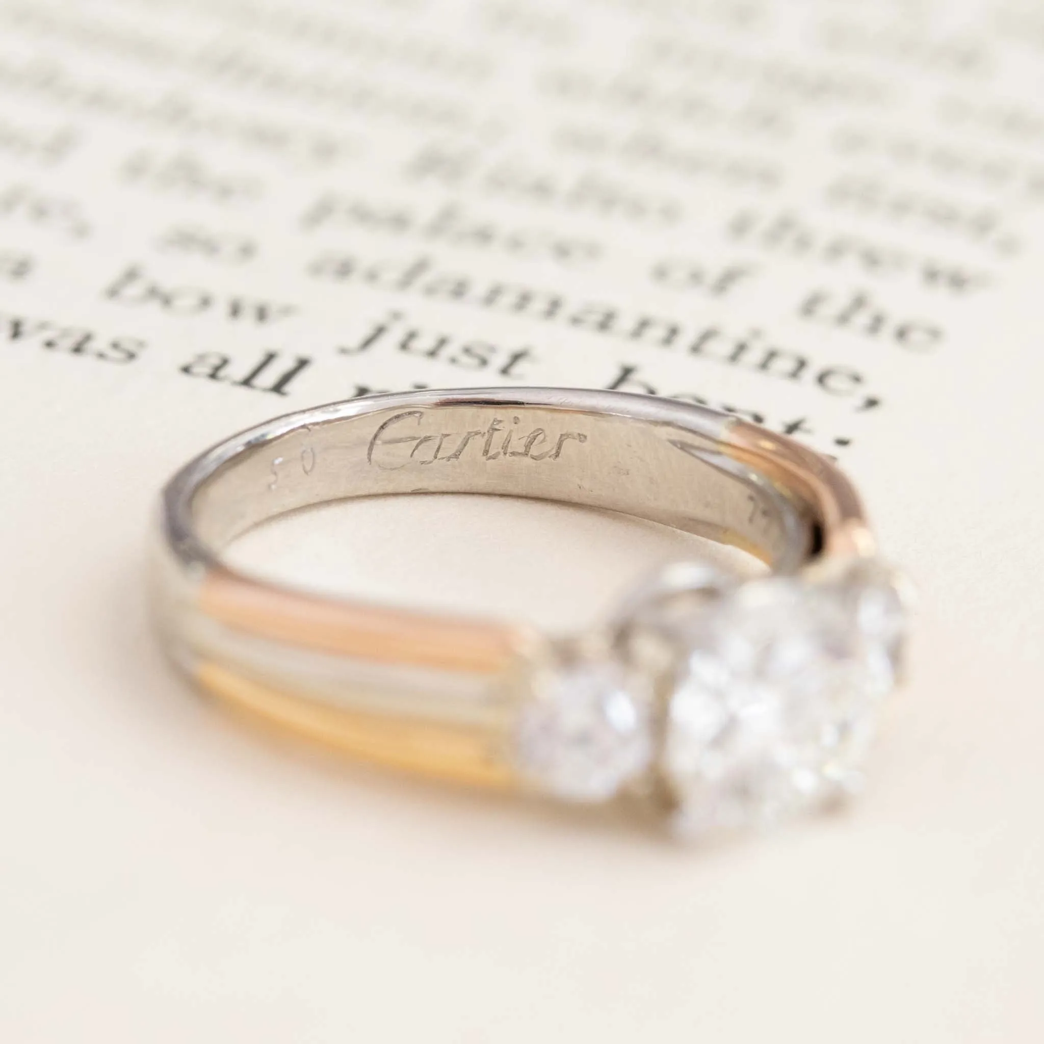 1.35ctw Round Brilliant Cut Vintage Trinity Ring by Cartier