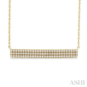 1/4 ctw Bar Triple Row Round Cut Diamond Necklace in 14K Yellow Gold