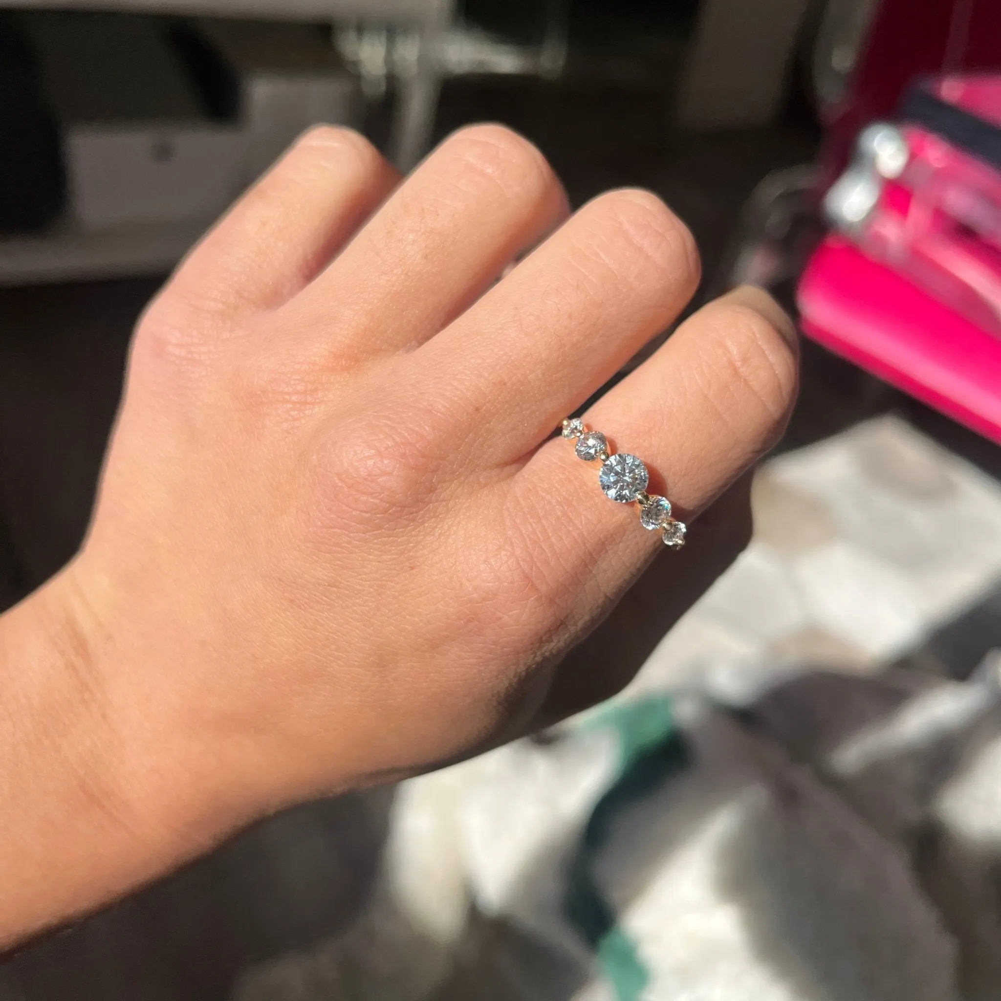 1.44ctw Round Brilliant Cut Diamond Graduated 5-Stone Band by Sholdt