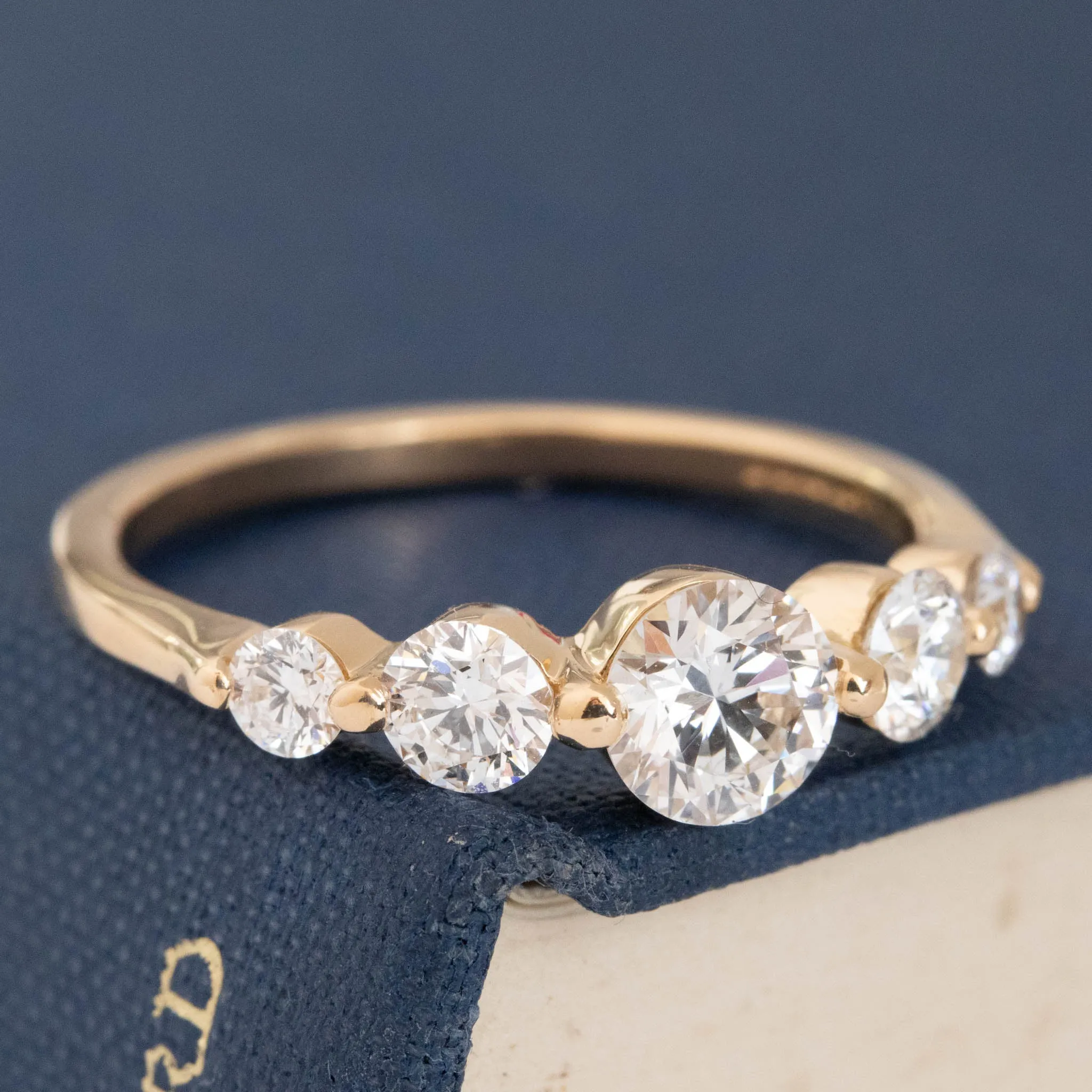 1.44ctw Round Brilliant Cut Diamond Graduated 5-Stone Band by Sholdt
