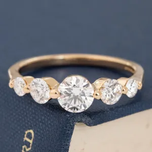 1.44ctw Round Brilliant Cut Diamond Graduated 5-Stone Band by Sholdt