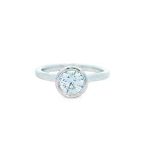 14ct White Gold 1.03ct Bezel Set Round Lab Grown Diamond Solitaire Ring