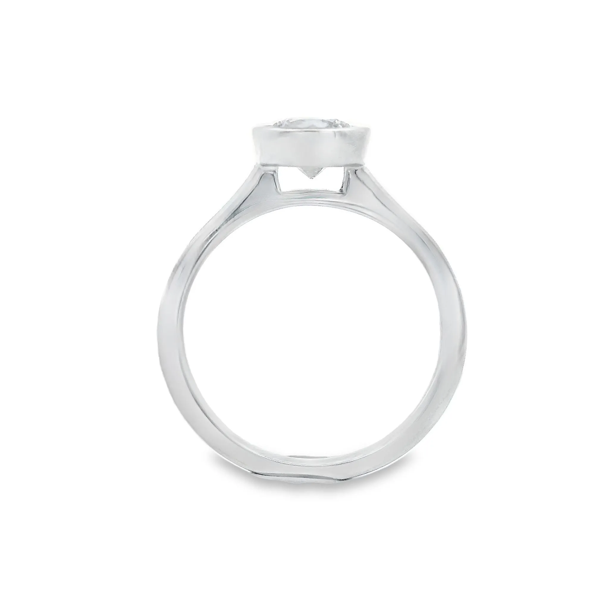 14ct White Gold 1.03ct Bezel Set Round Lab Grown Diamond Solitaire Ring