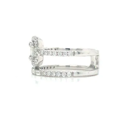 14K Diamond Cluster Double Row Band White Gold