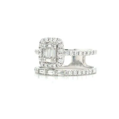 14K Diamond Cluster Double Row Band White Gold