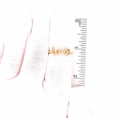 14K Diamond 'love' Ring Yellow Gold