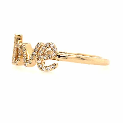 14K Diamond 'love' Ring Yellow Gold