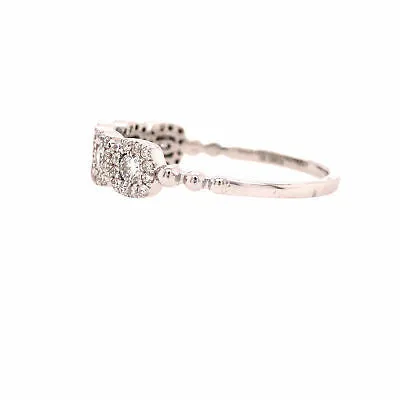 14K Diamond Square Cluster Band White Gold