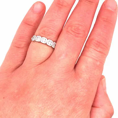 14K Diamond Square Cluster Band White Gold