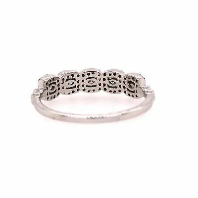 14K Diamond Square Cluster Band White Gold
