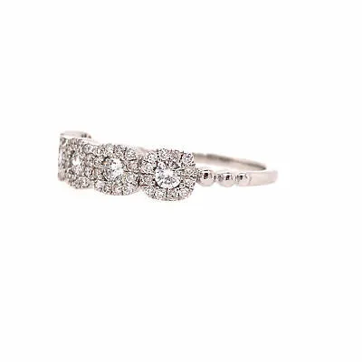 14K Diamond Square Cluster Band White Gold