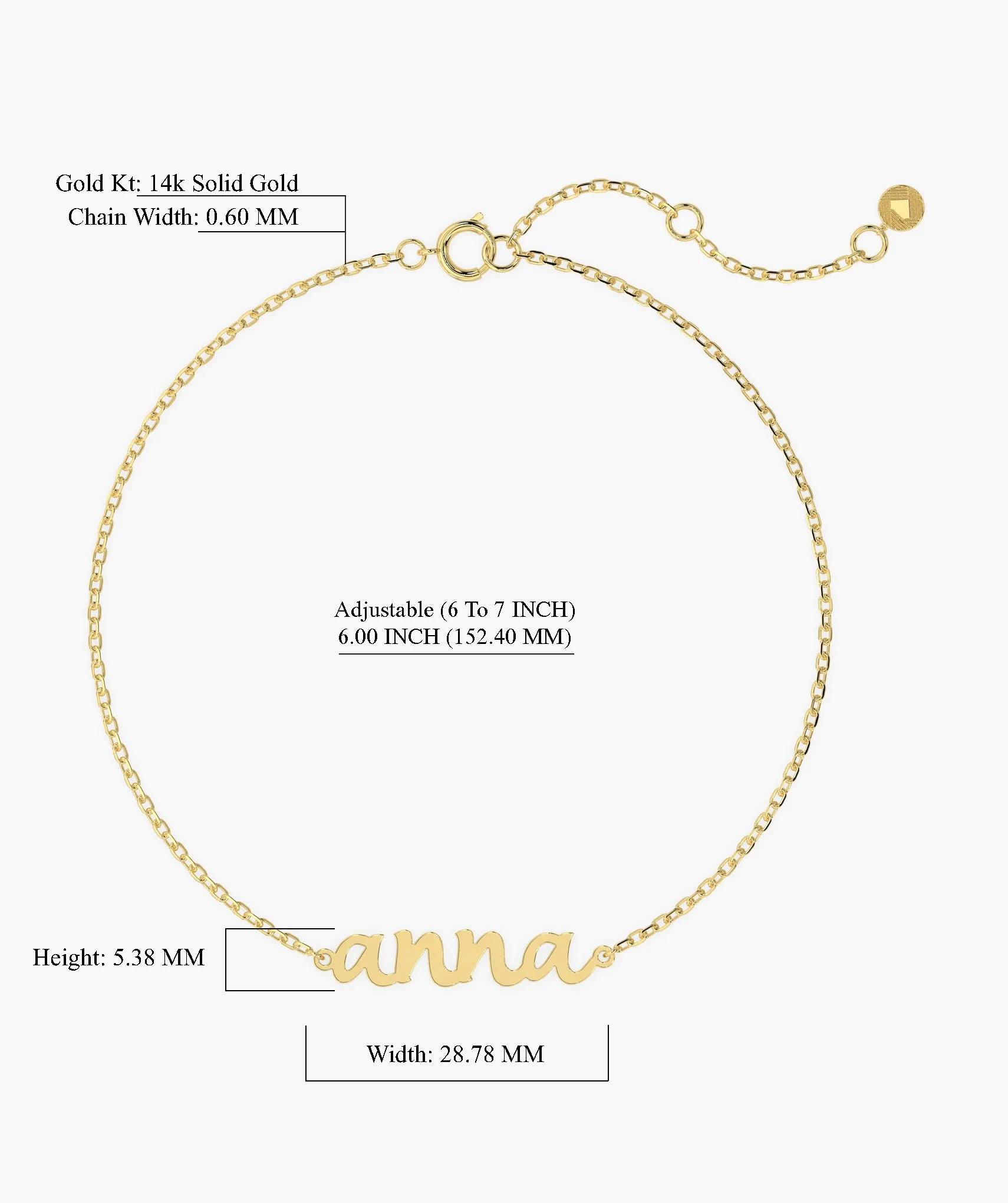 14K Gold Personalized Bracelet