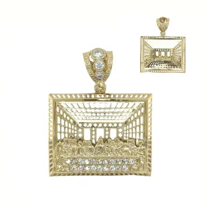 14K Gold The Last Supper Penda Cubic Zirconia "Santa Cena" Pendant Charm