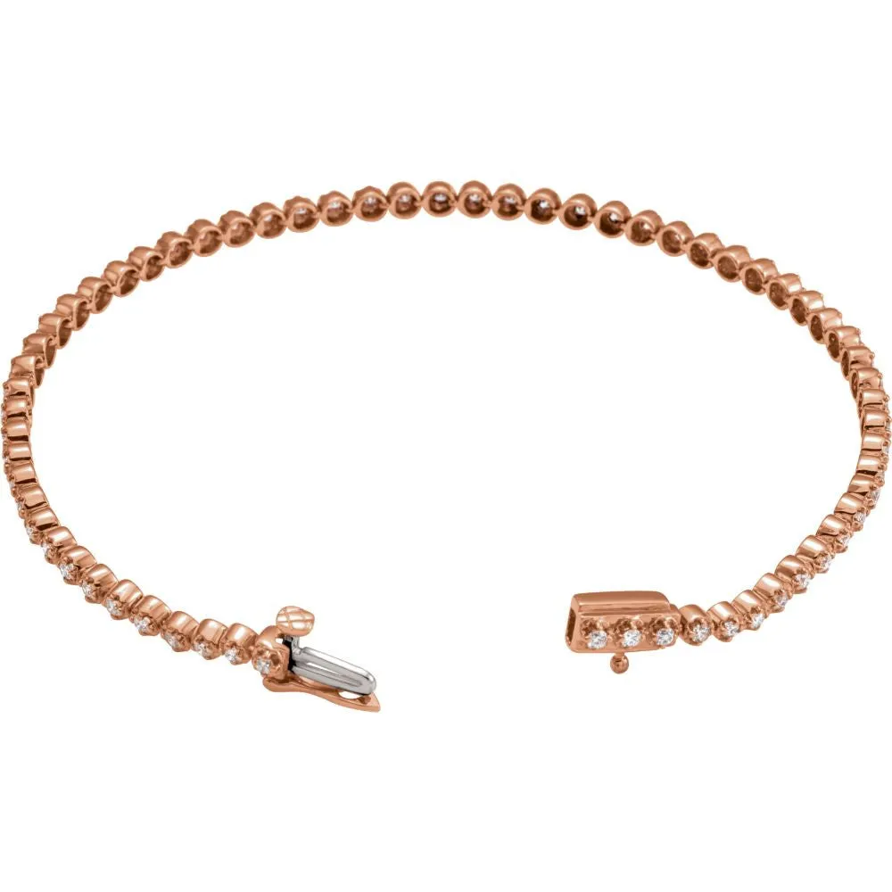 14k Rose Gold 1 CTW Diamond Line Bracelet