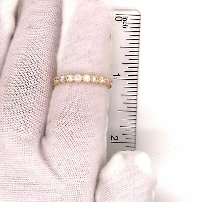 14K Round Diamond Miligrain Band Yellow Gold