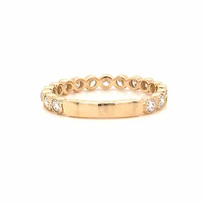 14K Round Diamond Miligrain Band Yellow Gold