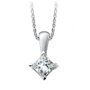 14K White Gold (0.14ct - 0.40ct) Princess Cut Diamond Solitaire Pendant