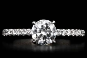 14K White Gold 0.80 Carat Round Brilliant Diamond Hidden Halo Engagement Ring