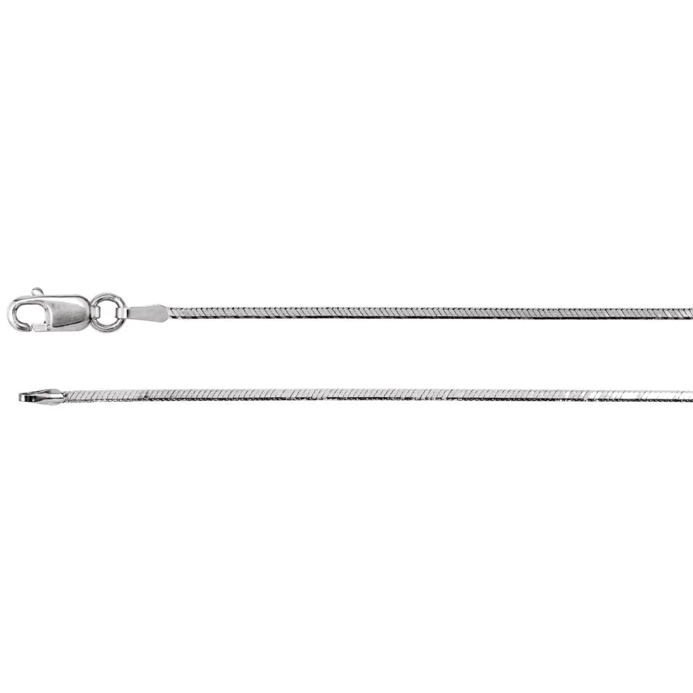 14k White Gold 1mm Square Diamond-Cut Snake "7" Chain