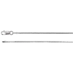 14k White Gold 1mm Square Diamond-Cut Snake "7" Chain