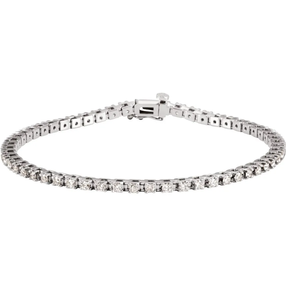 14k White Gold 2 CTW Diamond Line 7.25" Bracelet