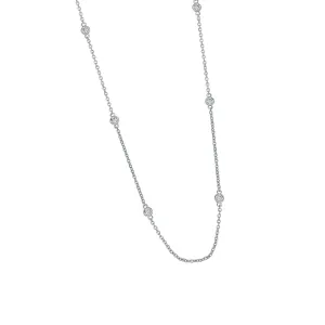 14k White Gold 20" Adjustable Diamonds by the Yard Necklace, 8Dias=.21tw