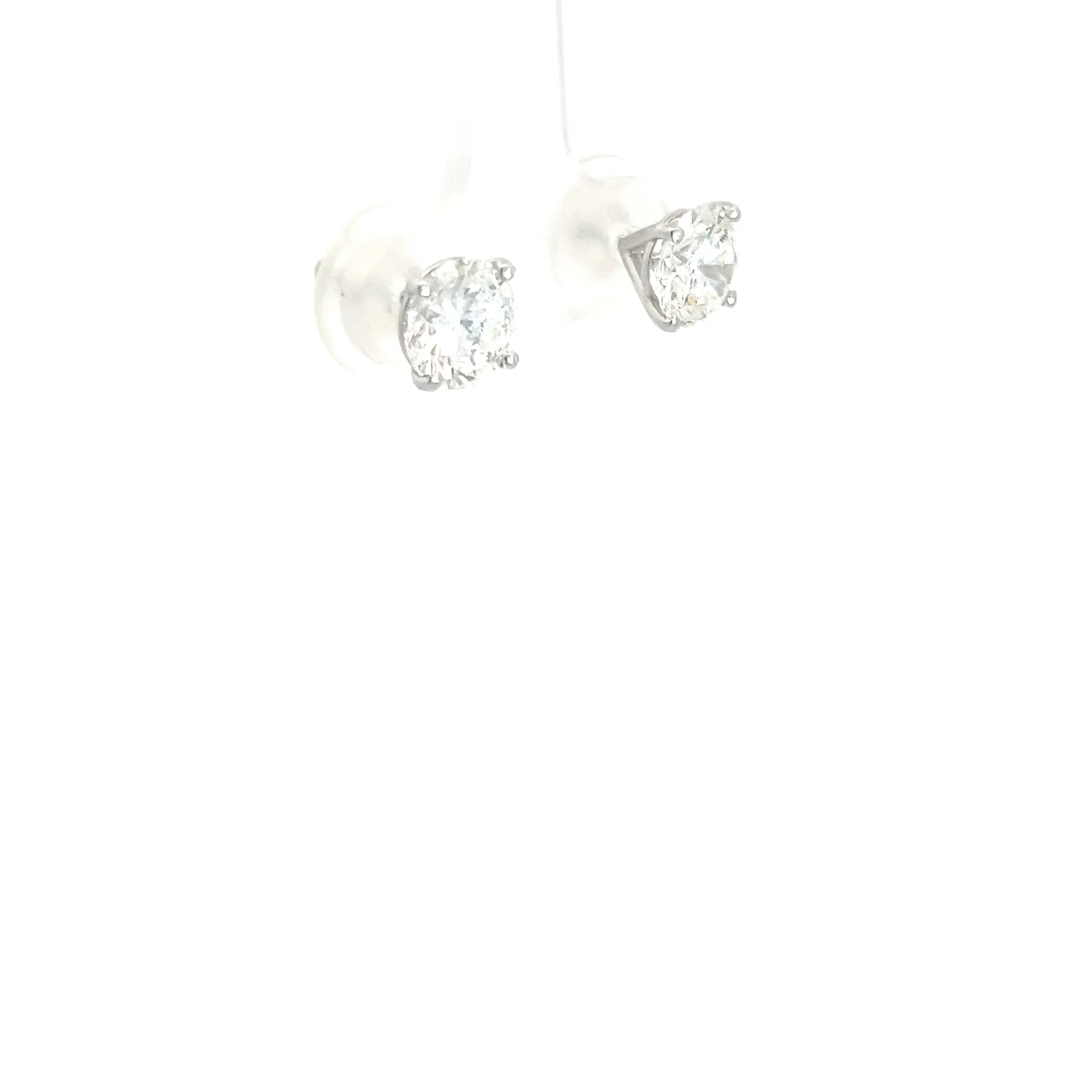 14k White Gold 3.07ct G SI2 Round Diamond Stud Earrings